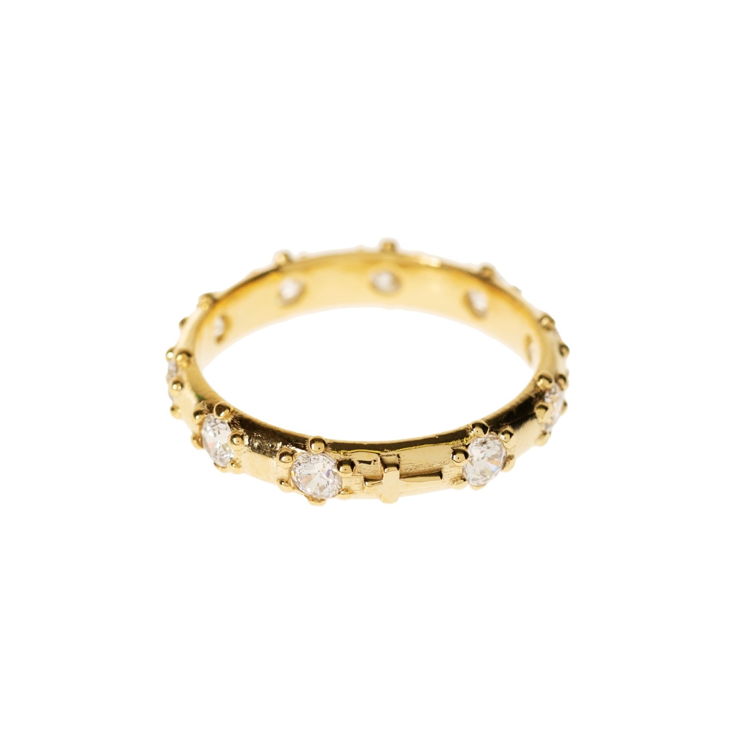 Image of Gold Rosary Ring with Cubic Zirconia