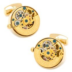 Image of Gold on Gold Kinetic Watch Movement Cufflinks