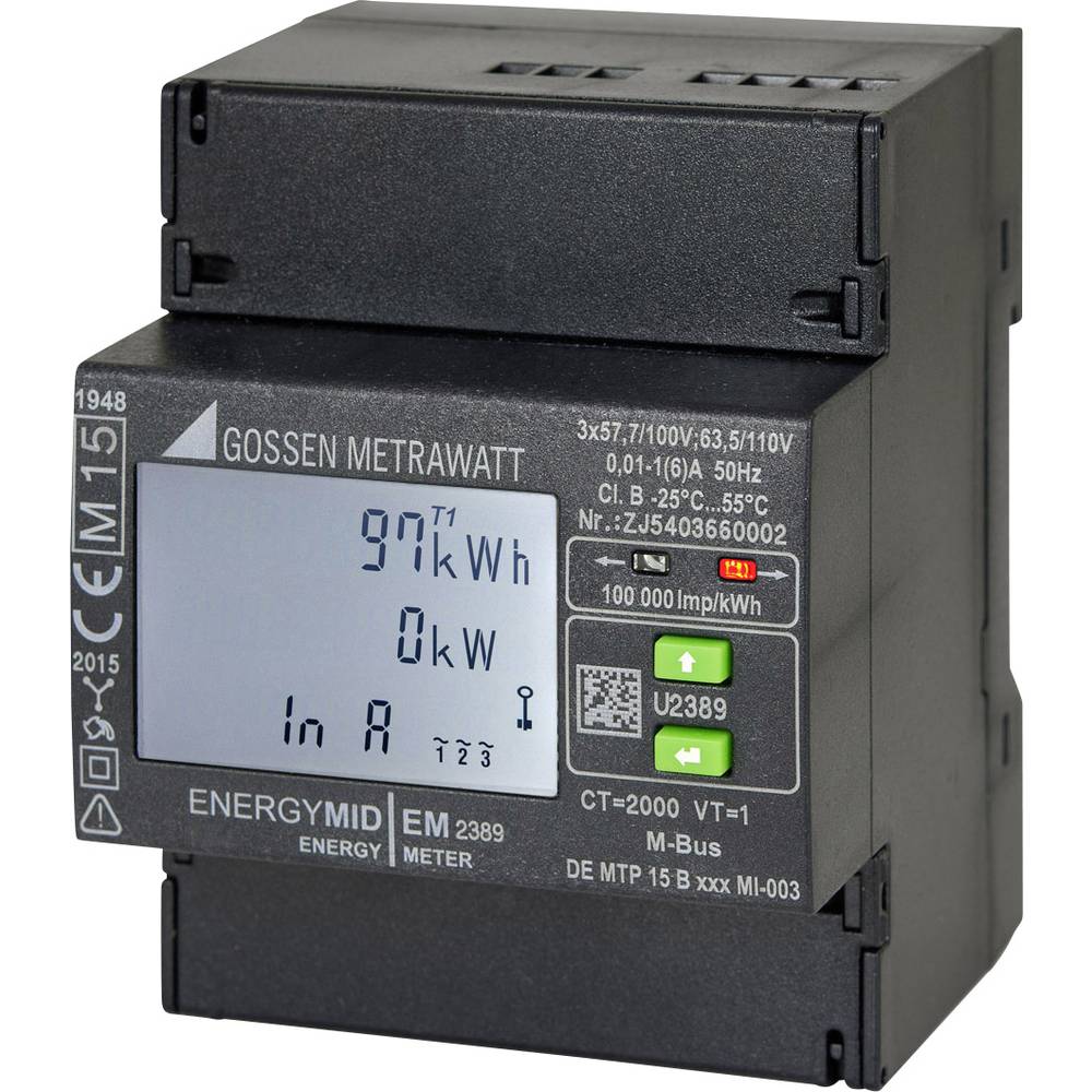 Image of Gossen Metrawatt U2387-V012 Electricity meter (3-phase) incl converter jack Digital MID-approved: Yes 1 pc(s)