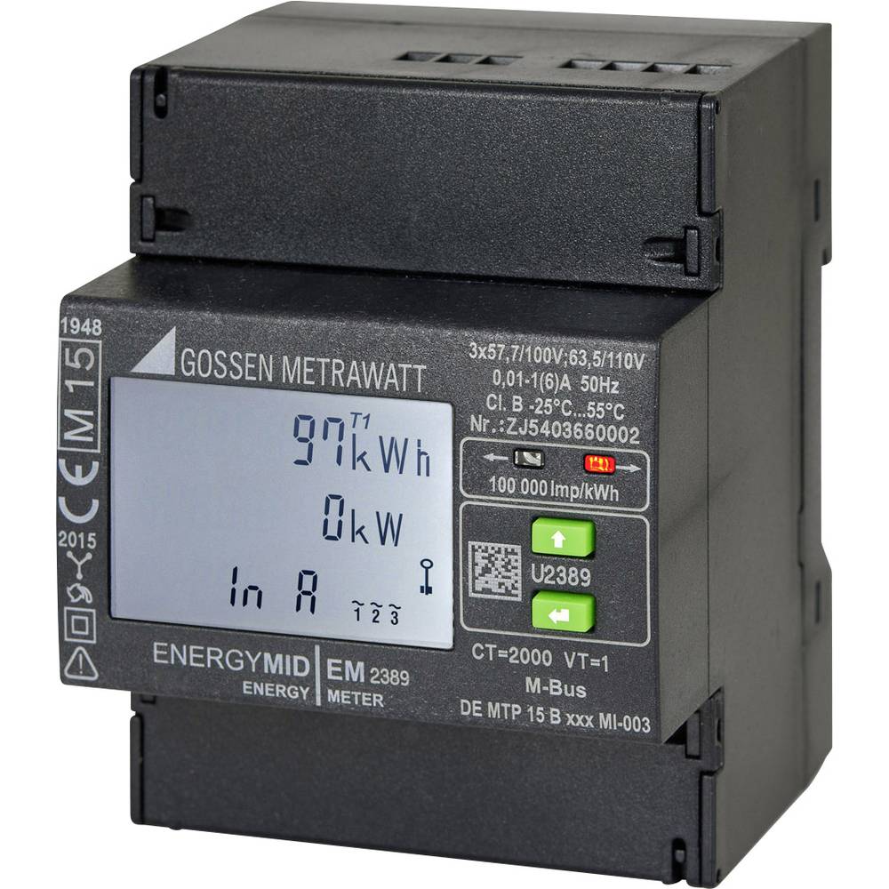 Image of Gossen Metrawatt U2389-V021 Electricity meter (3-phase) incl converter jack Digital MID-approved: Yes 1 pc(s)
