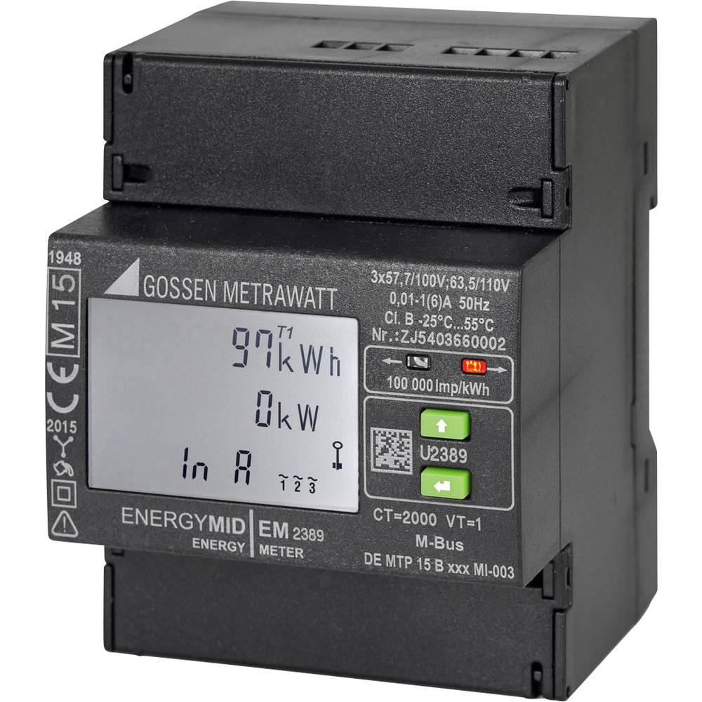Image of Gossen Metrawatt U2389-V025 Electricity meter (3-phase) incl converter jack Digital MID-approved: Yes 1 pc(s)