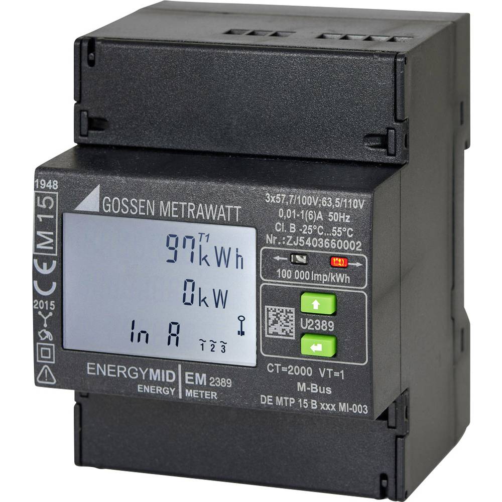 Image of Gossen Metrawatt U2389-V026 Electricity meter (3-phase) incl converter jack Digital MID-approved: Yes 1 pc(s)