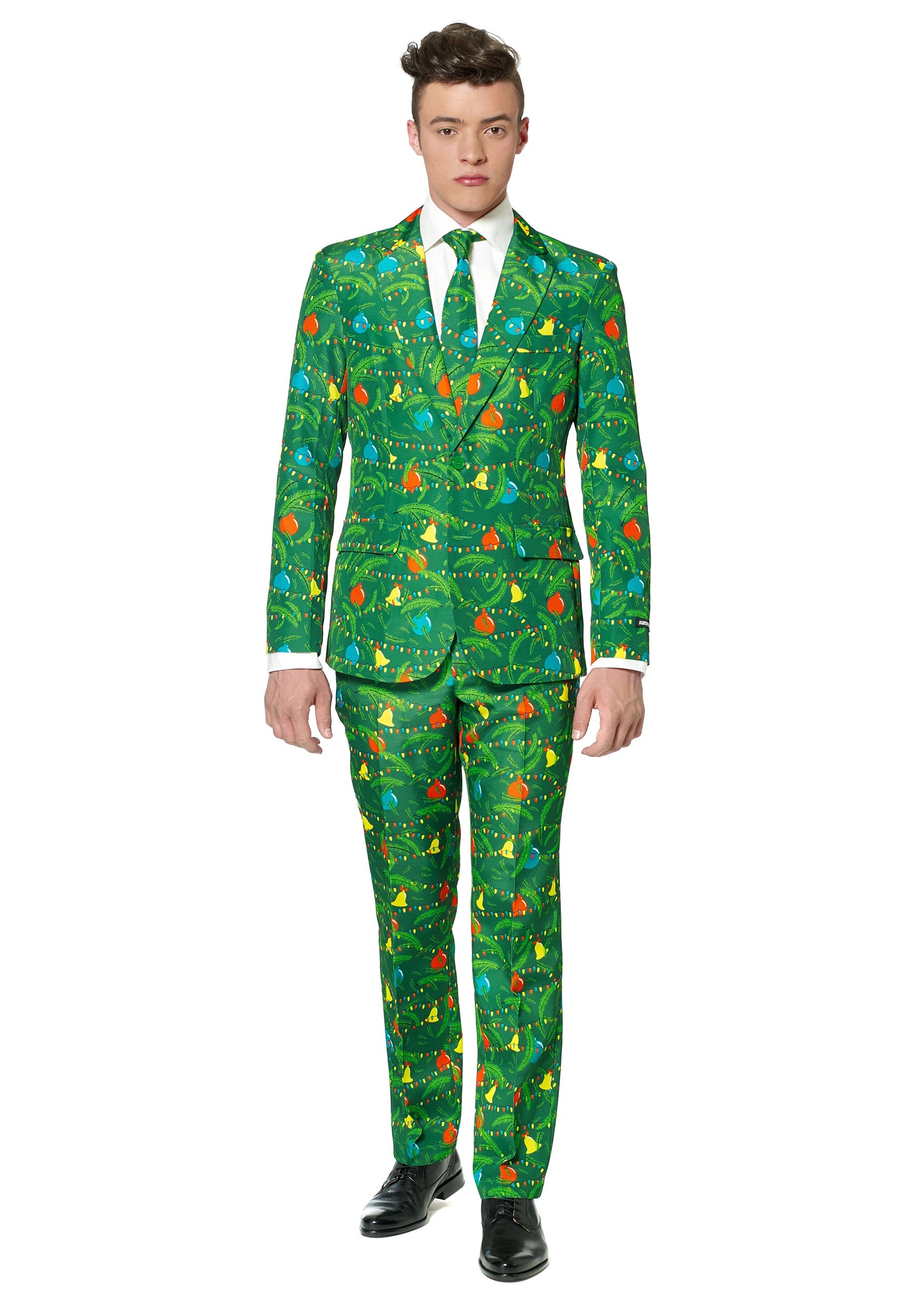 Image of Green Christmas Tree Suitmeister Suit for Men ID OSOBAS0015-M
