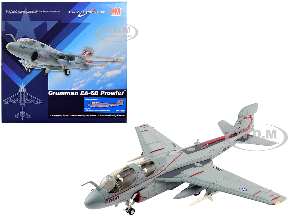 Image of Grumman EA-6B Prowler Aircraft VAQ-132 "Scorpions" United States Navy (2006) "Air Power Series" 1/72 Diecast Model by Hobby Master