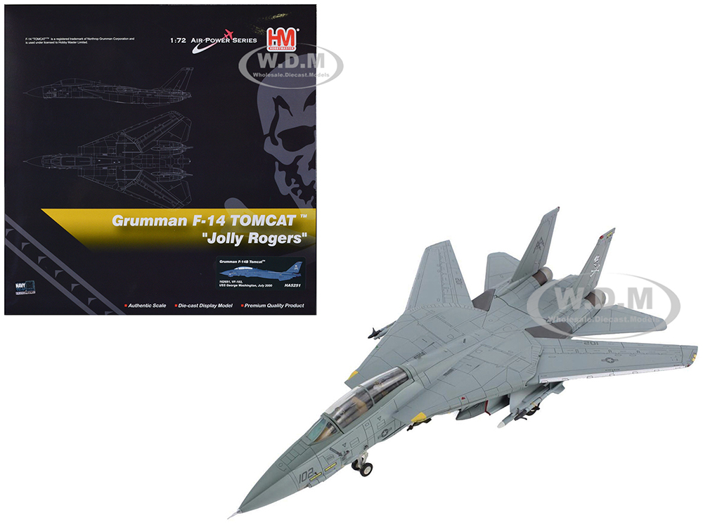 Image of Grumman F-14B Tomcat Fighter Aircraft "VF-103 Jolly Rogers USS George Washington" (2000) United States Navy "Air Power Series" 1/72 Diecast Model by