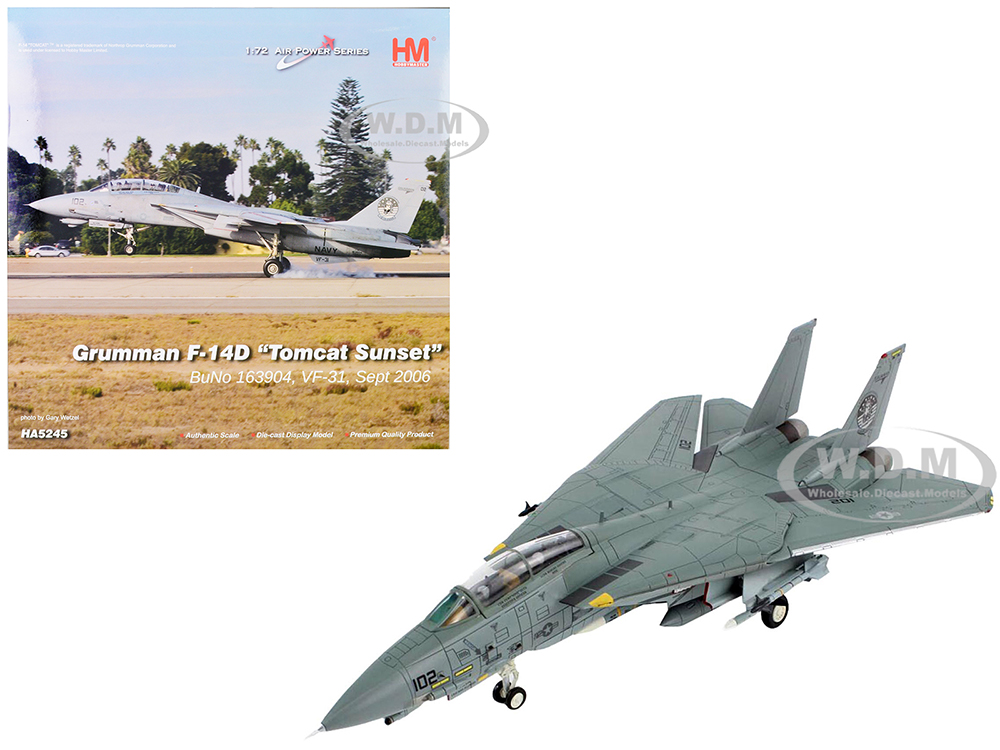 Image of Grumman F-14D Tomcat Fighter Aircraft "VF-31 Tomcat Sunset" (2006) United States Air Force "Air Power Series" 1/72 Diecast Model by Hobby Master