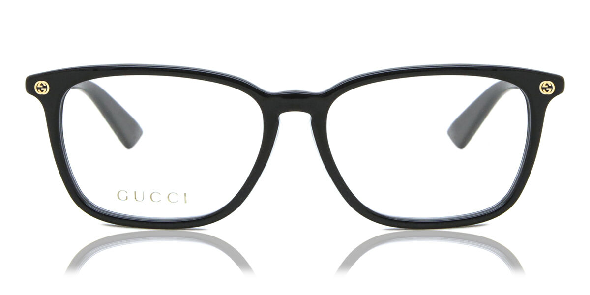 Image of Gucci GG0156OA Formato Asiático 001 Óculos de Grau Pretos Feminino BRLPT