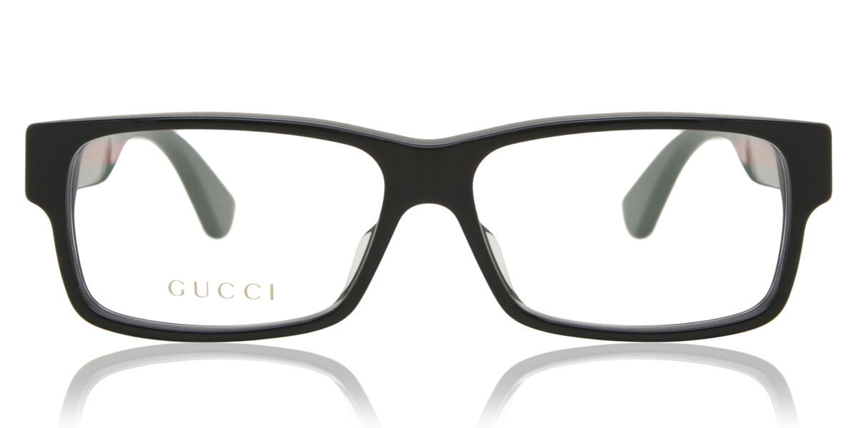 Image of Gucci GG0344OA Formato Asiático 001 Óculos de Grau Pretos Masculino BRLPT