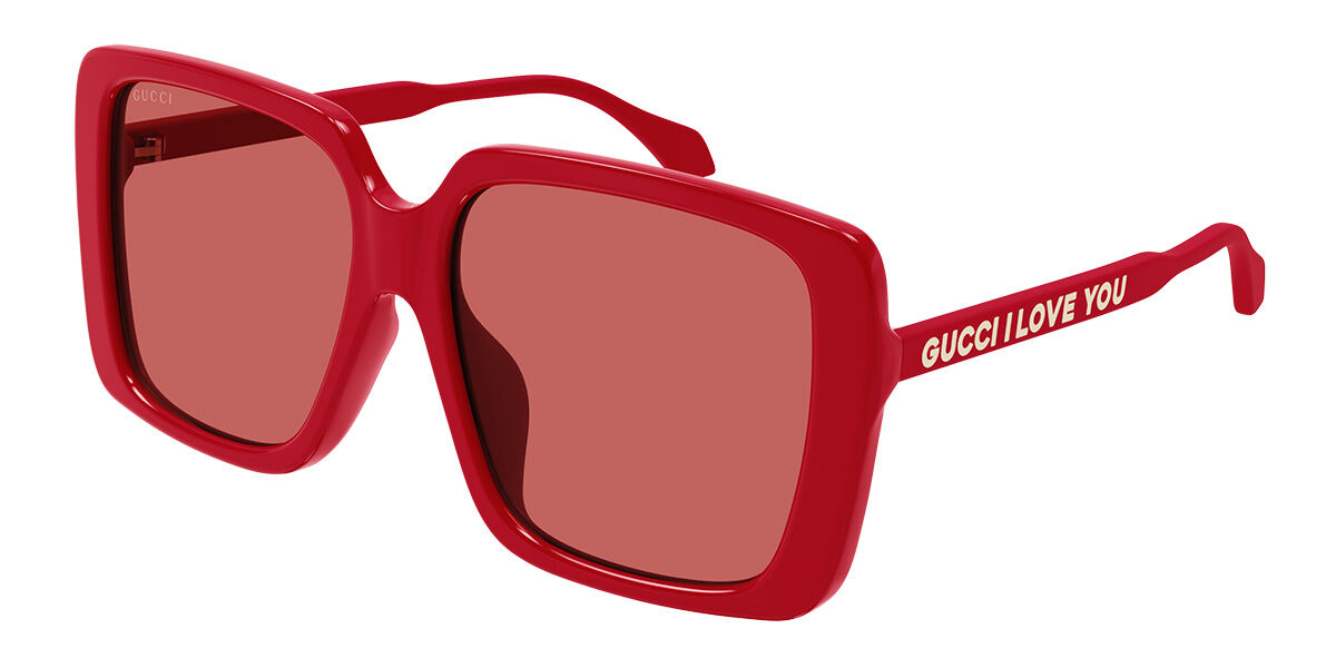Image of Gucci GG0567SAN Formato Asiático 005 Óculos de Sol Vermelhos Feminino BRLPT