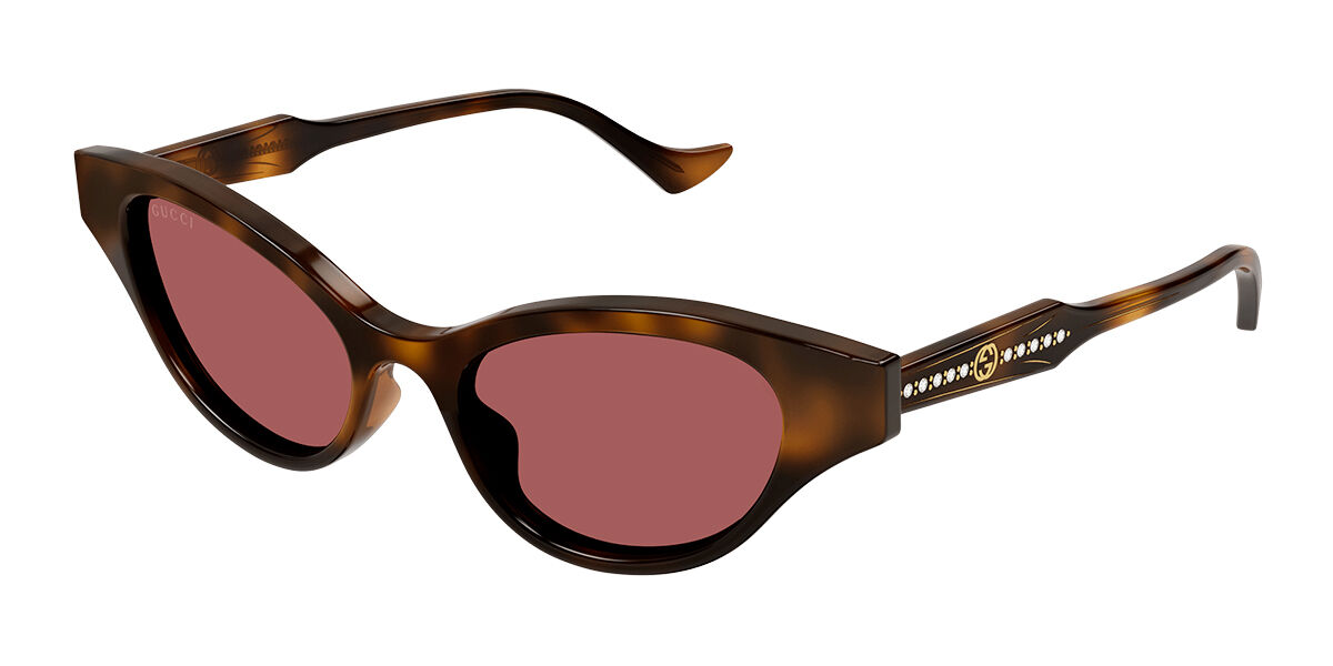 Image of Gucci GG1298S Formato Asiático 002 Óculos de Sol Tortoiseshell Feminino BRLPT
