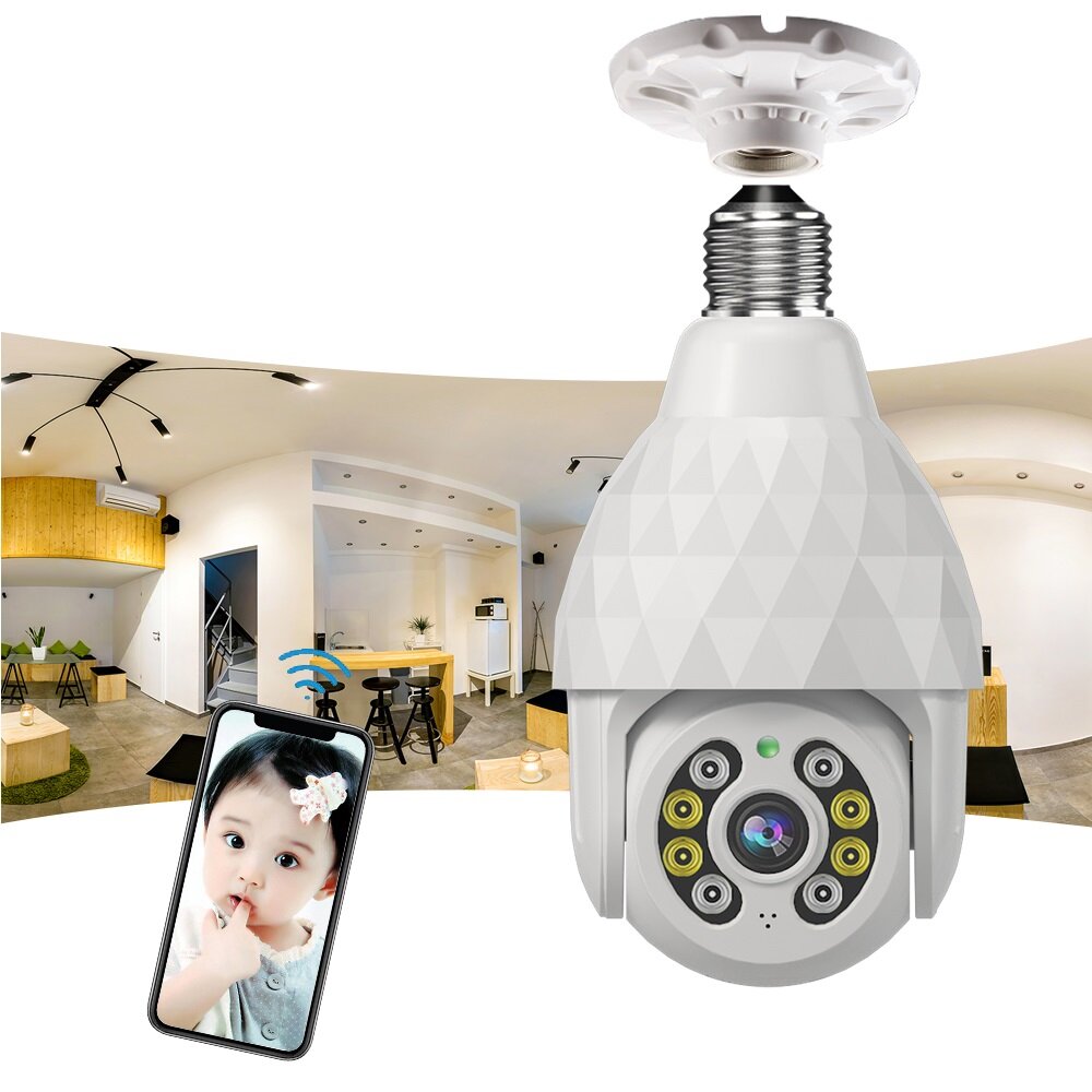 Image of Guudgo HD 1080P E27 Wifi IP Camera Surveillance 8 LED 4 Infrared4 White Lights Diamond Bulb Ball Camera Smart Dual-lig