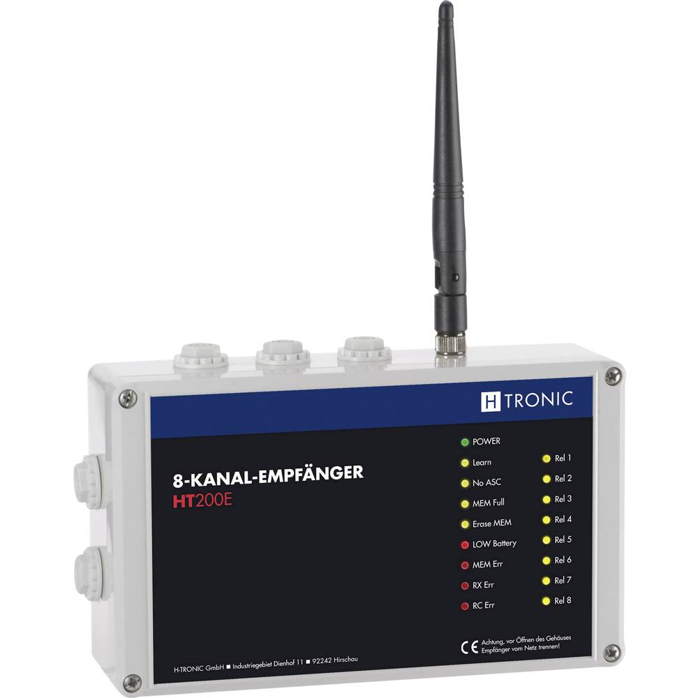 Image of H-Tronic HT200E Wireless receiver 8-channel Frequency 86835 MHz 86905 MHz 86955 MHz 12 V Max range (open field)