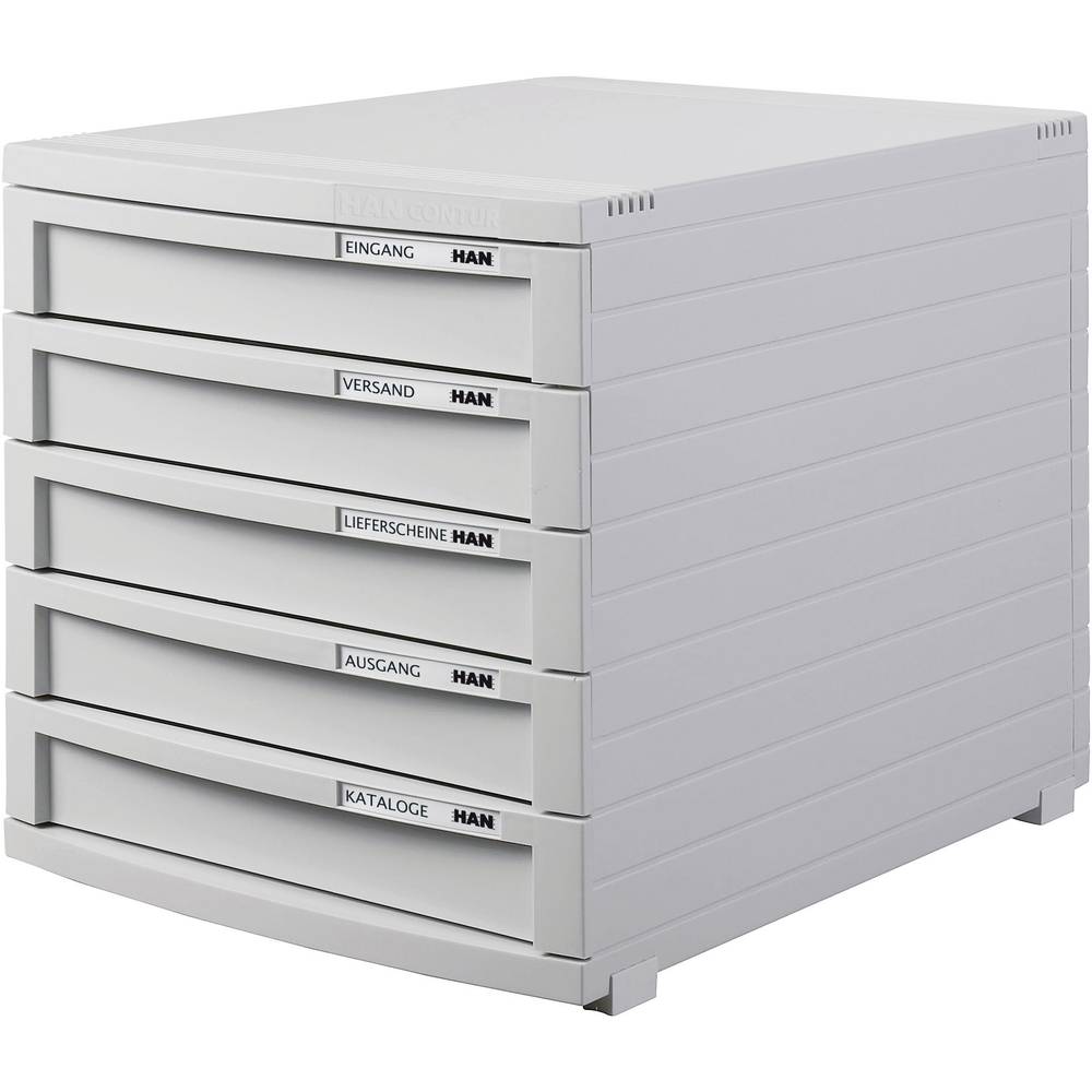 Image of HAN CONTUR 1505-11 Desk drawer box Light grey A4 B4 C4 No of drawers: 5