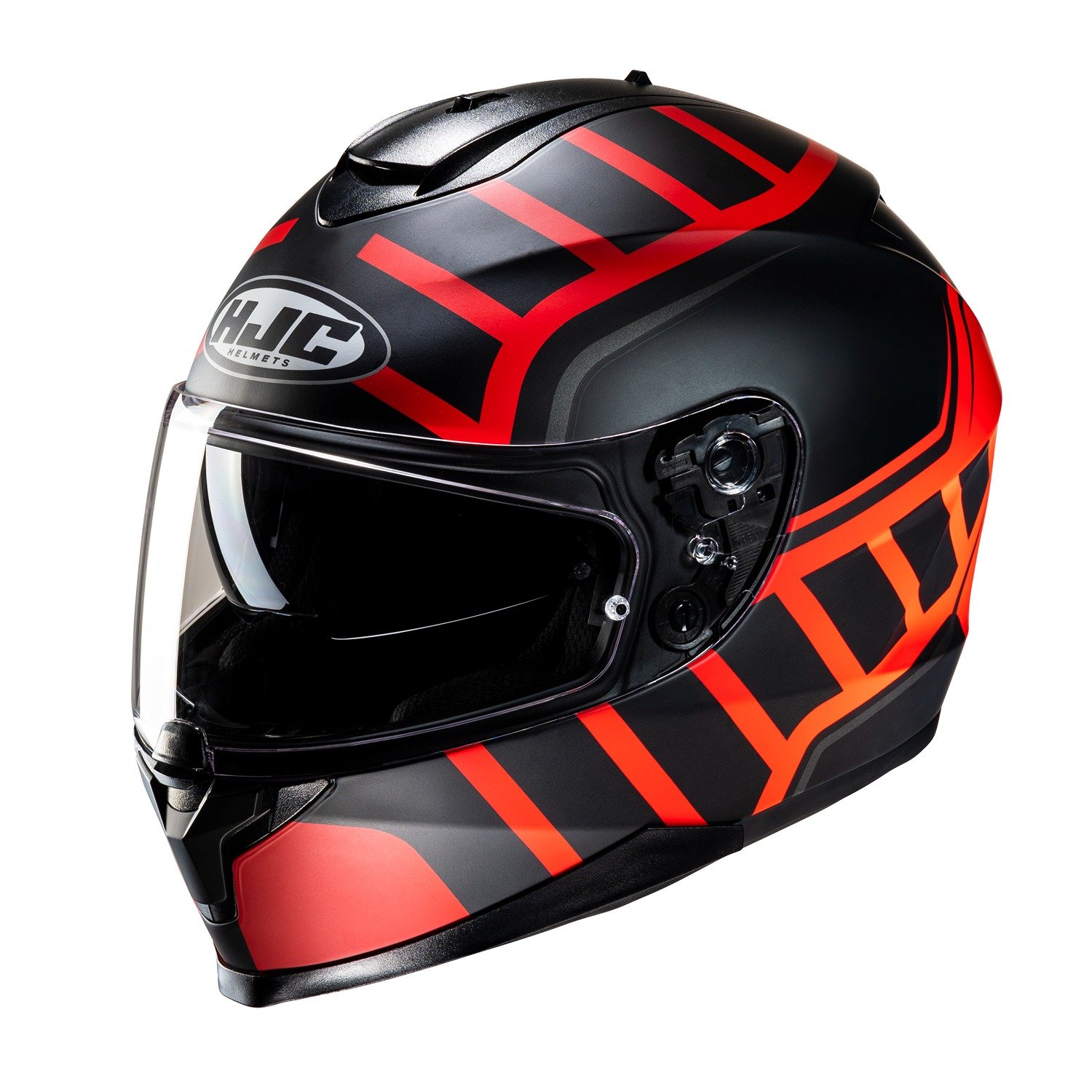 Image of HJC C70N Holt Black Red Full Face Helmet Size S ID 8804269449271