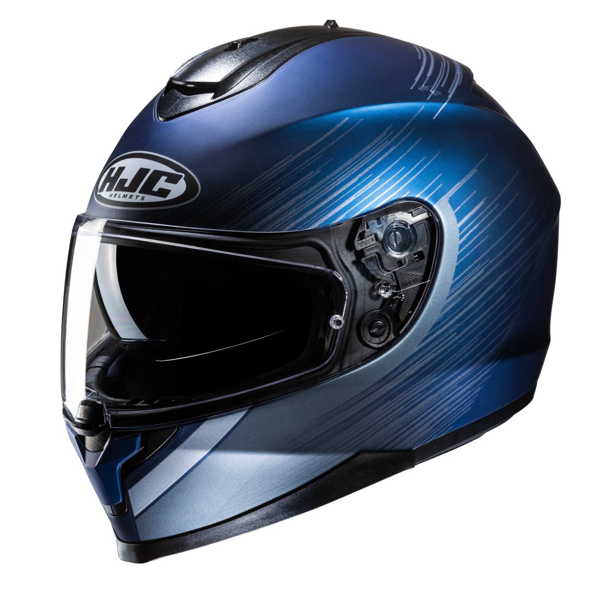 Image of HJC C70N Sway Black Blue Full Face Helmet Size L EN