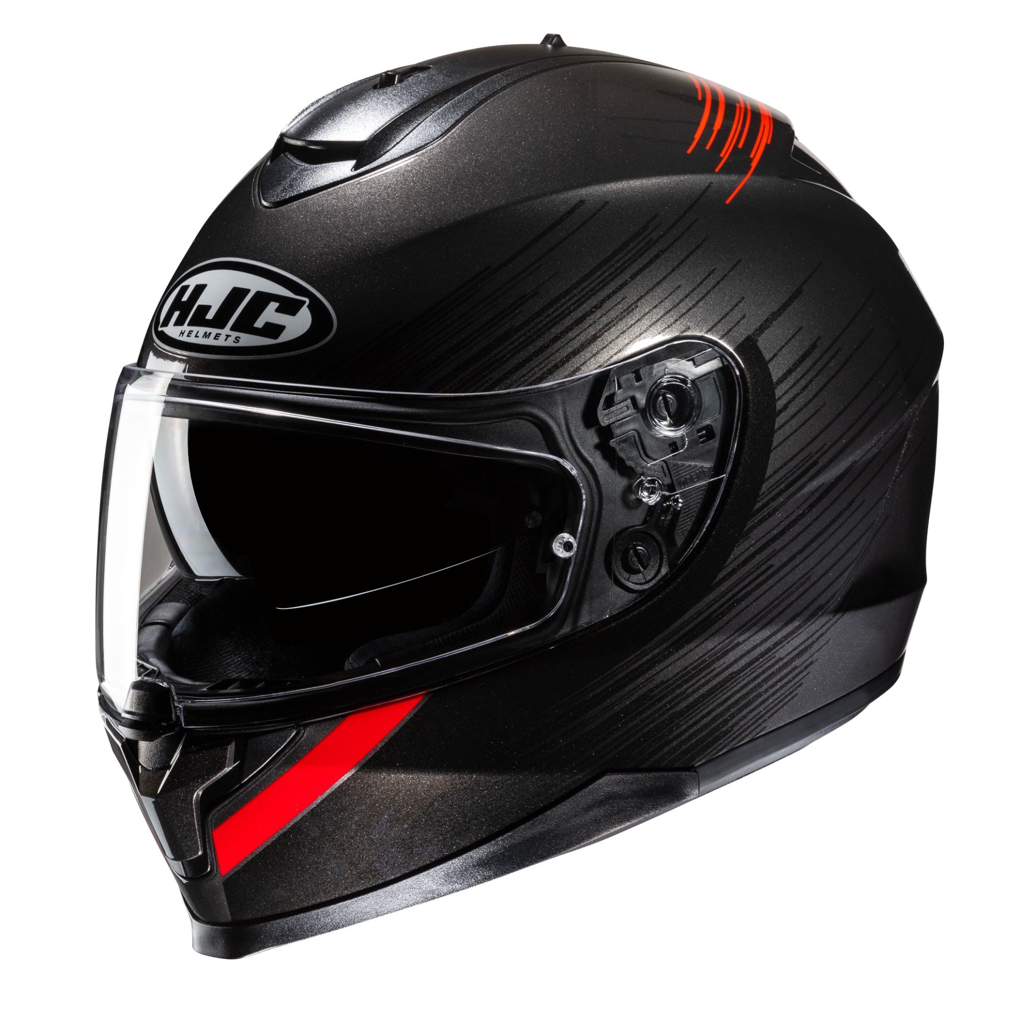 Image of HJC C70N Sway Grey Red Full Face Helmet Taille 2XL