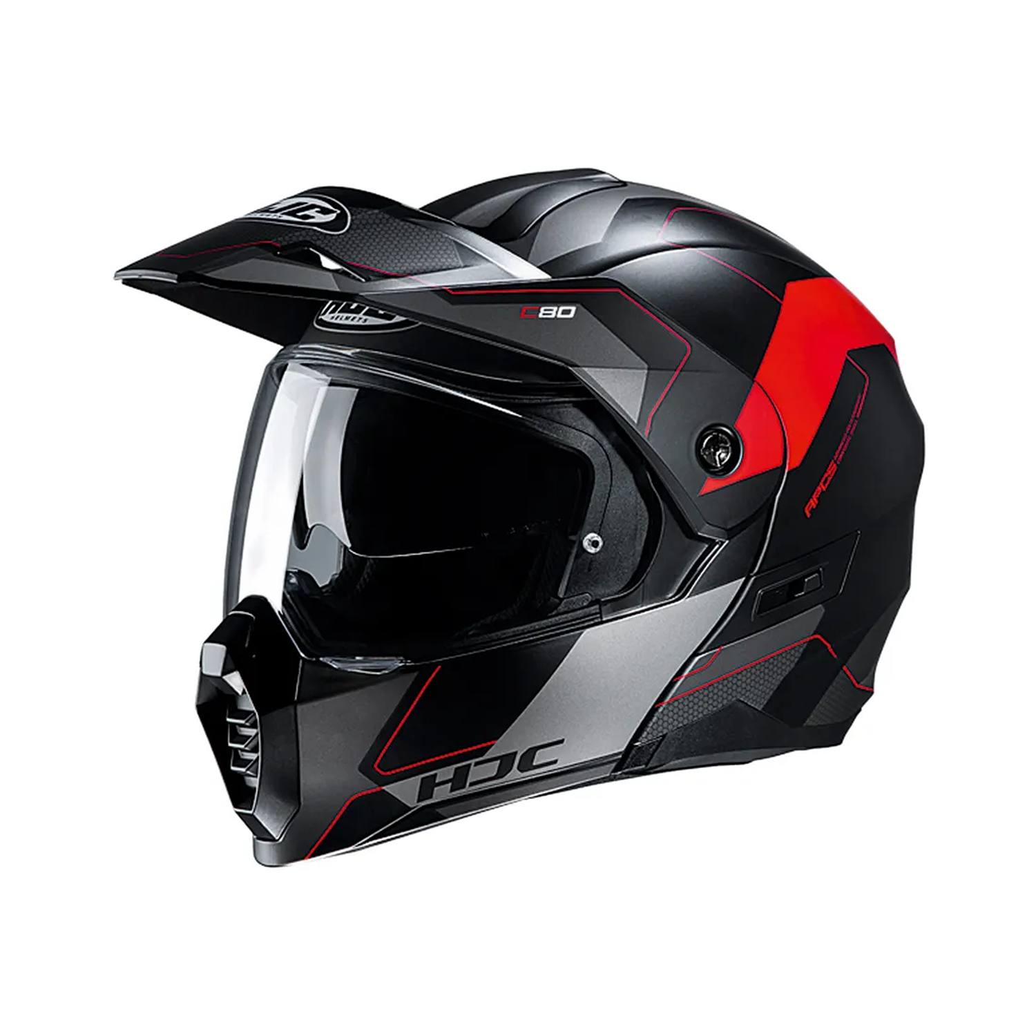 Image of HJC C80 Rox Black Red Adventure Helmet Size XS ID 8804269898932