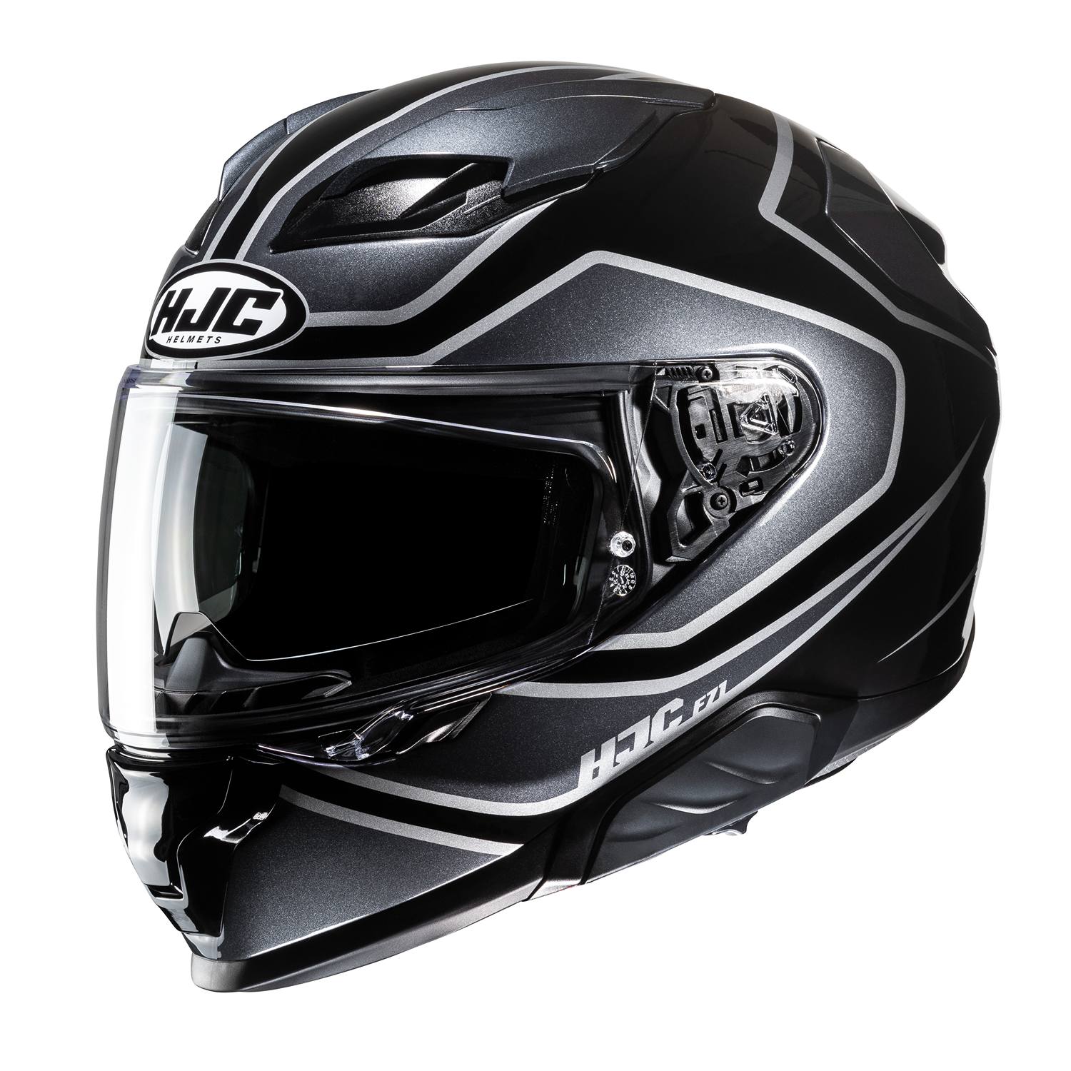 Image of HJC F71 Idle Grey Black Full Face Helmet Size XL EN