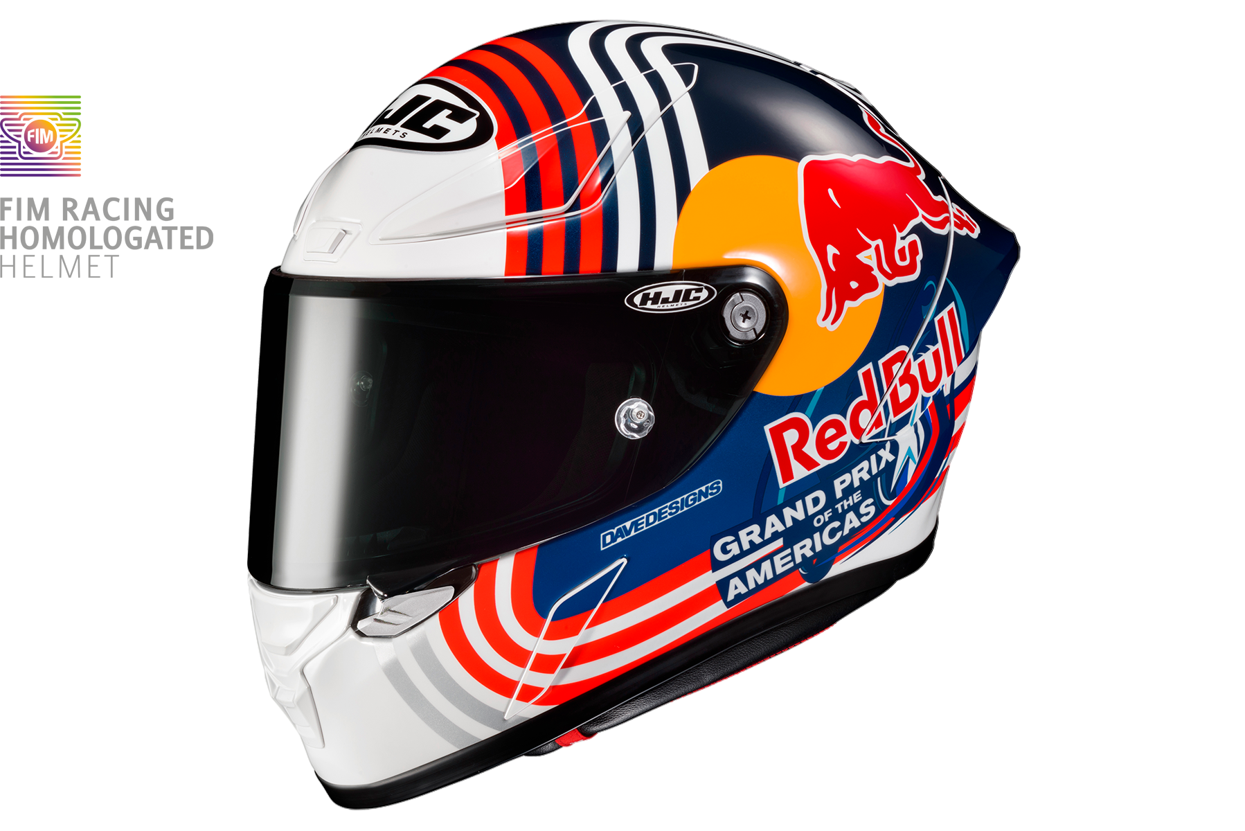 Image of HJC RPHA 1 Red Bull Austin GP White Blue MC21SF Full Face Helmet Size XL EN