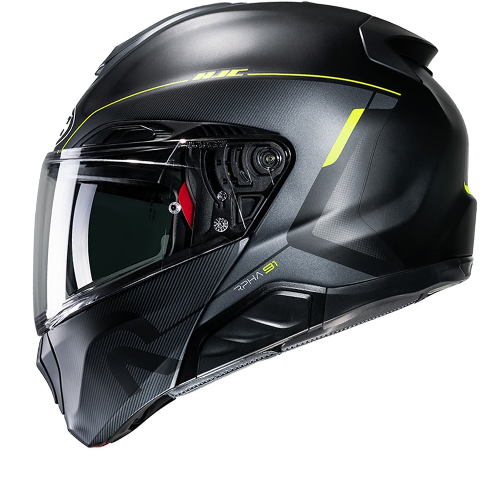 Image of HJC RPHA 91 Combust Black Yellow MC3HSF Modular Helmet Size S ID 8804269392126