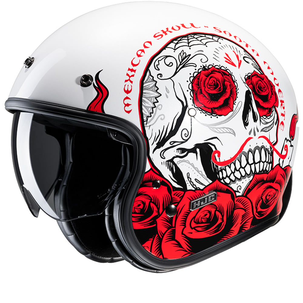 Image of HJC V31 Desto White Red MC1 Open Face Helmet Size 2XL EN