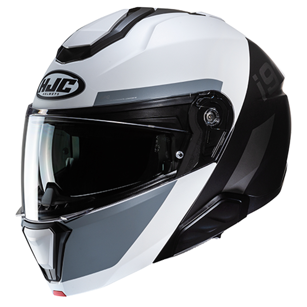 Image of HJC i91 Bina Black White Modular Helmet Taille 2XL