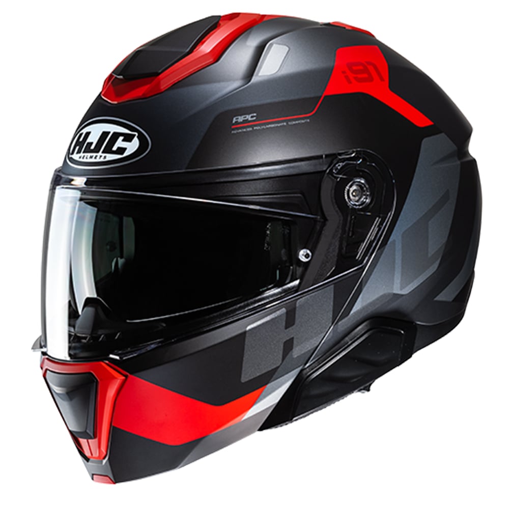 Image of HJC i91 Carst Black Red Modular Helmet Größe L