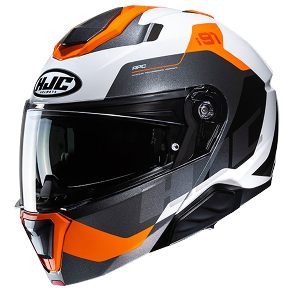 Image of HJC i91 Carst White Orange Modular Helmet Size 2XL EN
