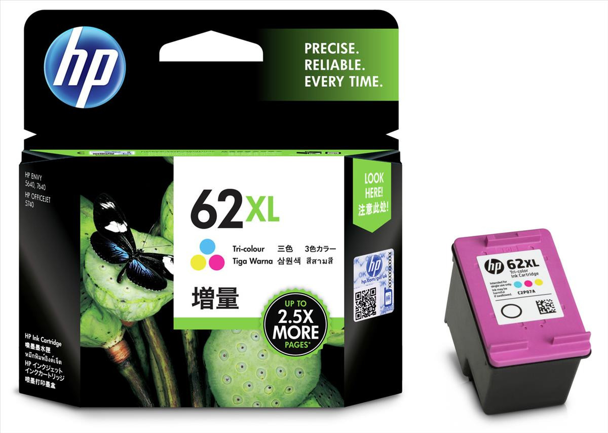 Image of HP 62 XL C2P07AE színes (color) eredeti tintapatron HU ID 16151