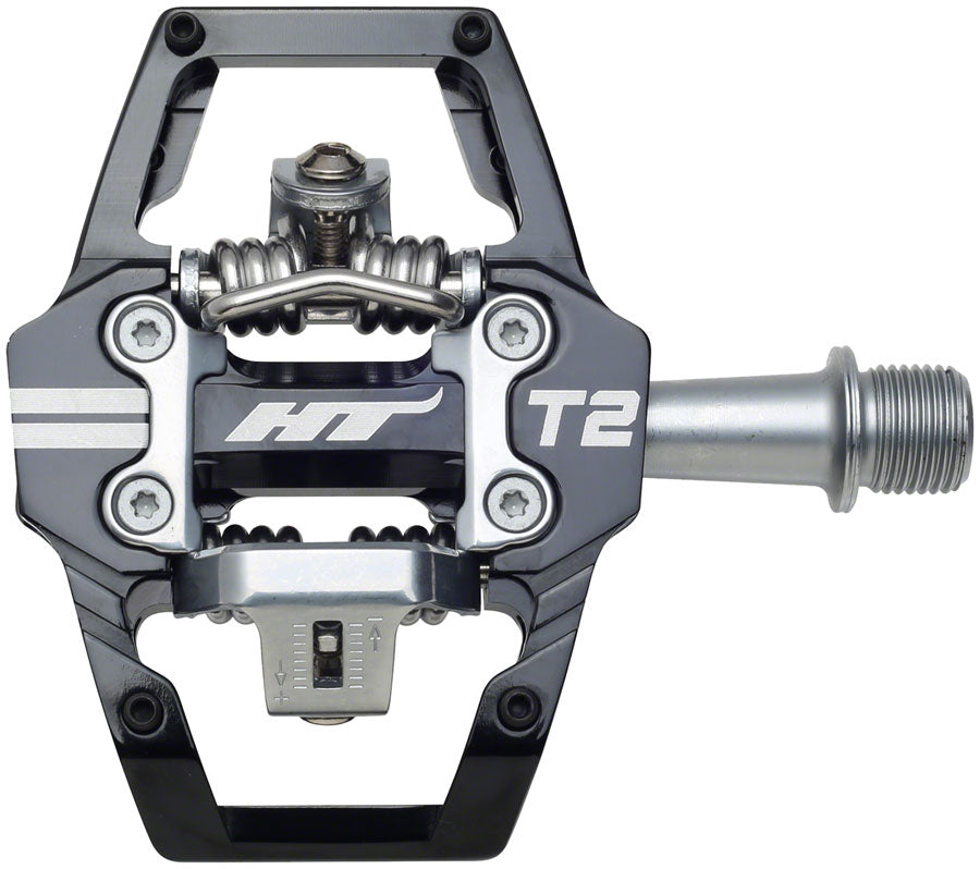 Image of HT Components T2 Pedals - Dual Sided Clipless with Platform Aluminum 9/16" Black