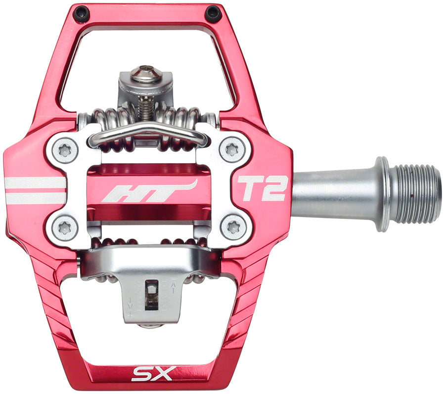 Image of HT Components T2-SX Pedals - Dual Sided Clipless with Platform Aluminum 9/16" Red