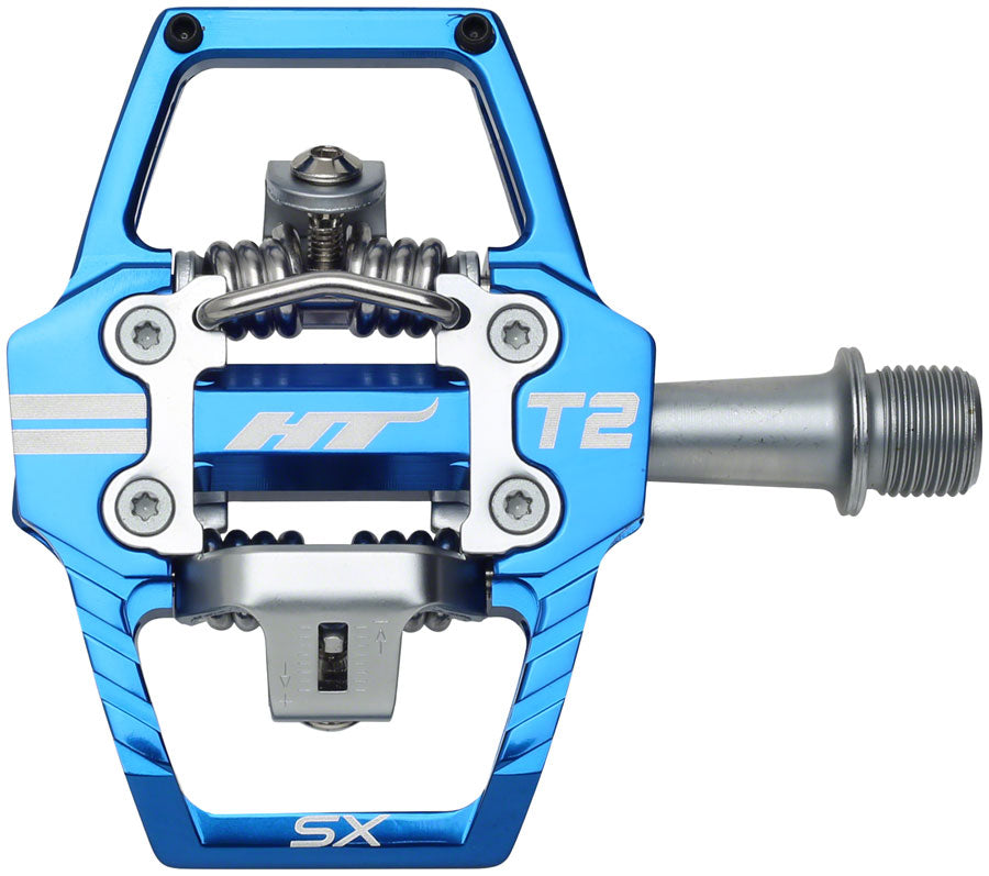 Image of HT Components T2-SX Pedals - Dual Sided Clipless with Platform Aluminum 9/16" Royal Blue