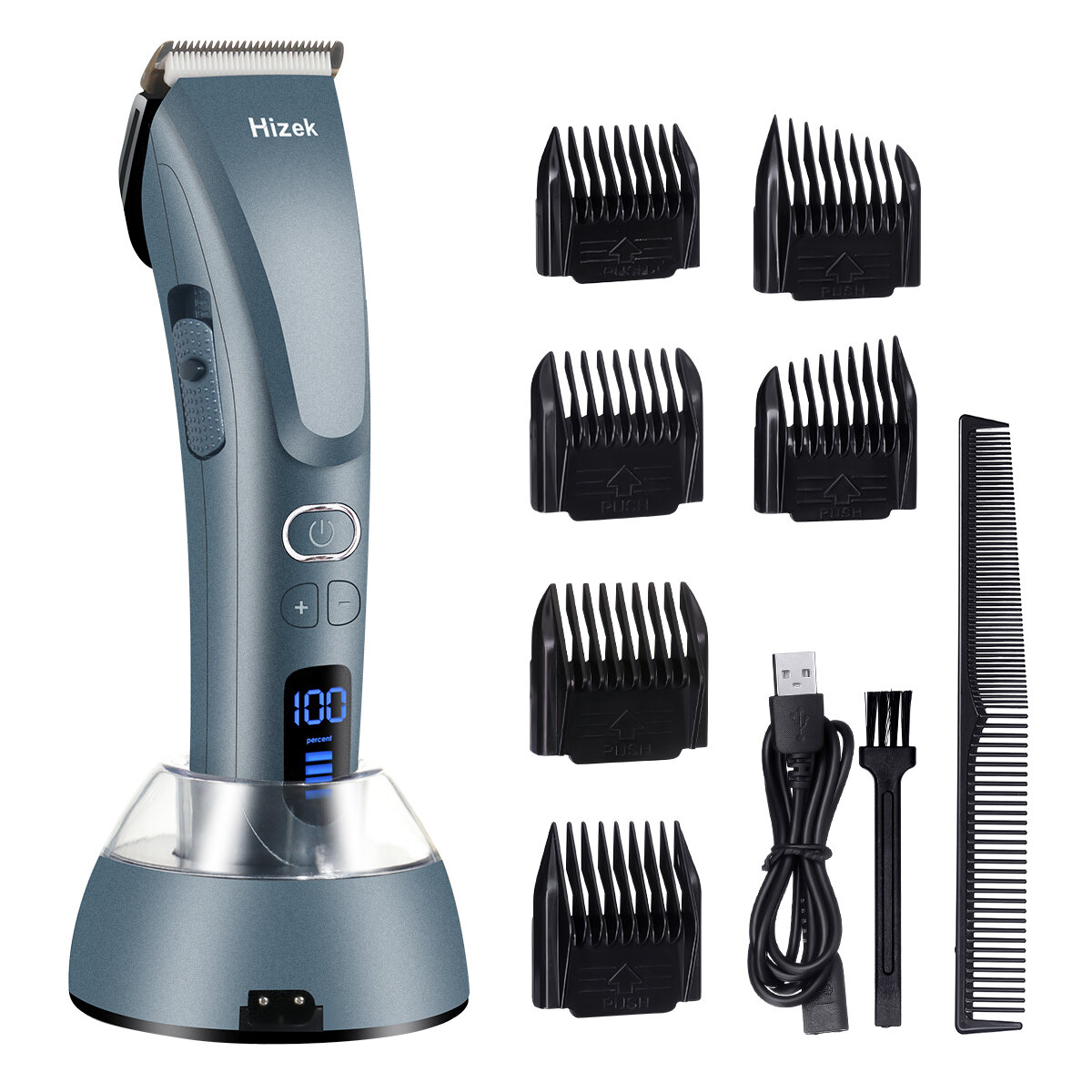 Image of Hair Clippers for MenHizek Beard Trimmer Professional Cordless Hair Trimmer with 3 Adjustable SpeedsLED DisplayUSB Ch