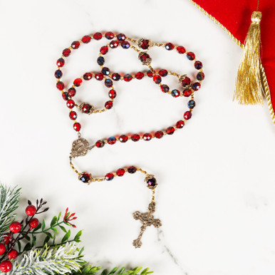 Image of Handmade Joy to the World Red Christmas Rosary
