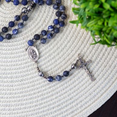 Image of Handmade St Joseph Blue Memorial Rosary