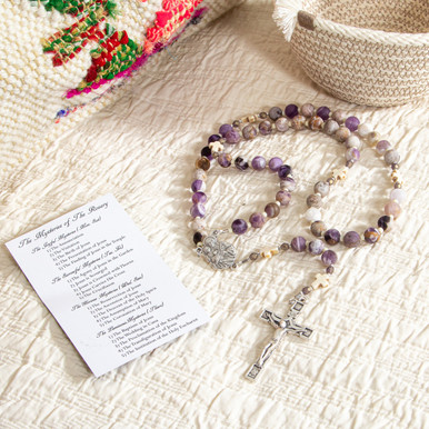 Image of Handmade St Joseph Matte Amethyst Rosary