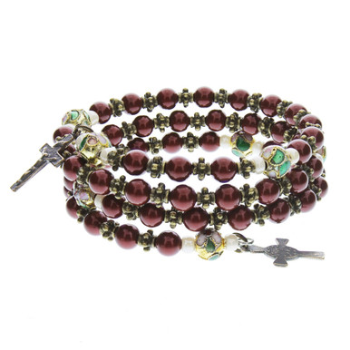 Image of Handmade Swarovski Maroon Rosary Bracelet