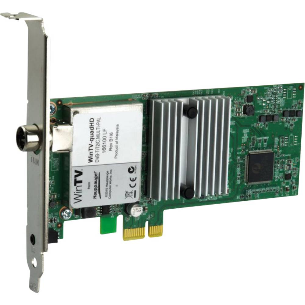 Image of Hauppauge WinTV-quadHD DVB-T2 (aerial) DVB-T (aerial) DVB-C (cable) PCIe x1-Card incl remote control No of tuners: