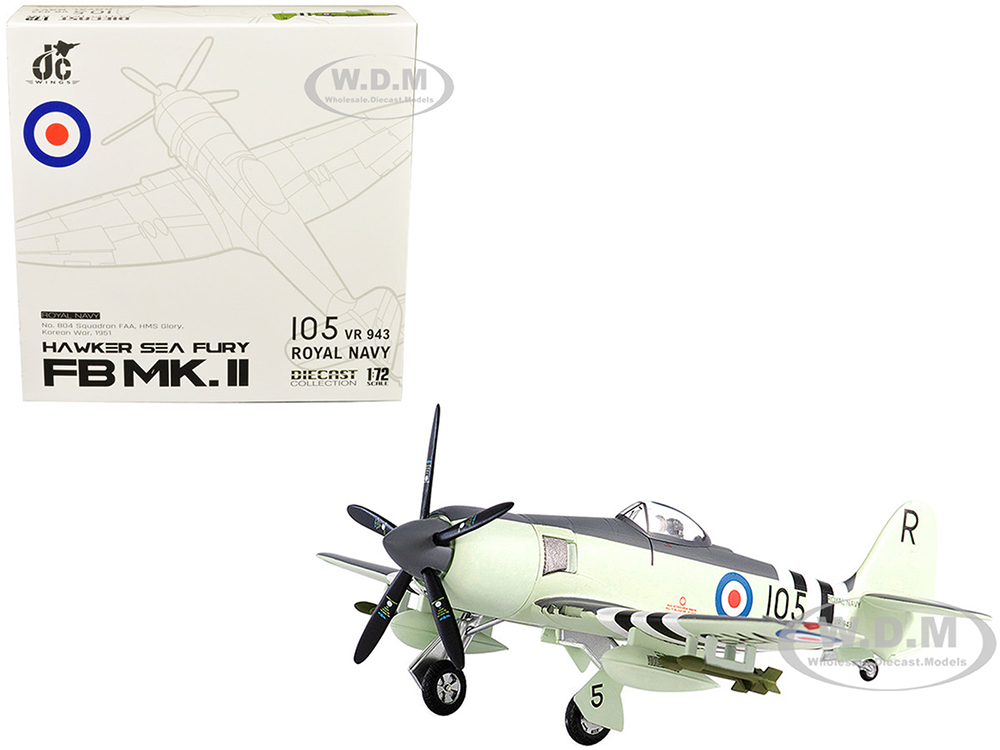 Image of Hawker Sea Fury FB MK II Fighter Aircraft "Royal Navy No 804 Squadron FAA HMS Glory Korean War" (1951) 1/72 Diecast Model by JC Wings