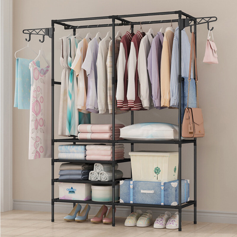 Image of Heavy Duty Clothes Rail Rack Garment Hanging Display Stand Shoe Storage Shelf
