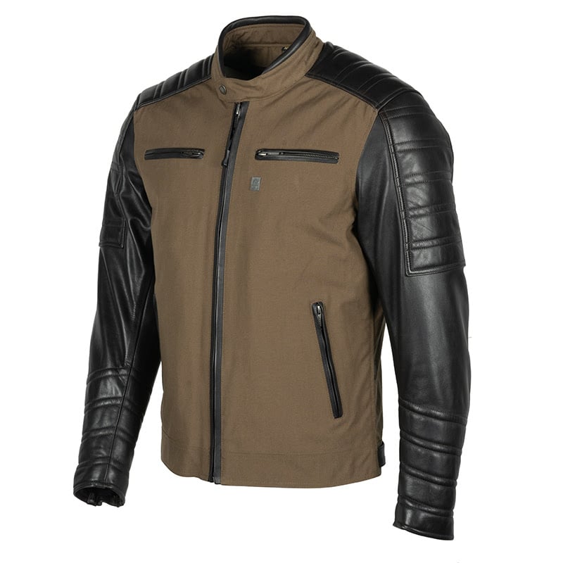 Image of Helstons CRUISER Cuir-Tissu Nylon Jacket Khaki Size XL ID 3662136089822