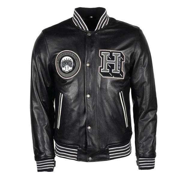 Image of Helstons College Cuir Rag Jacket Black Talla M