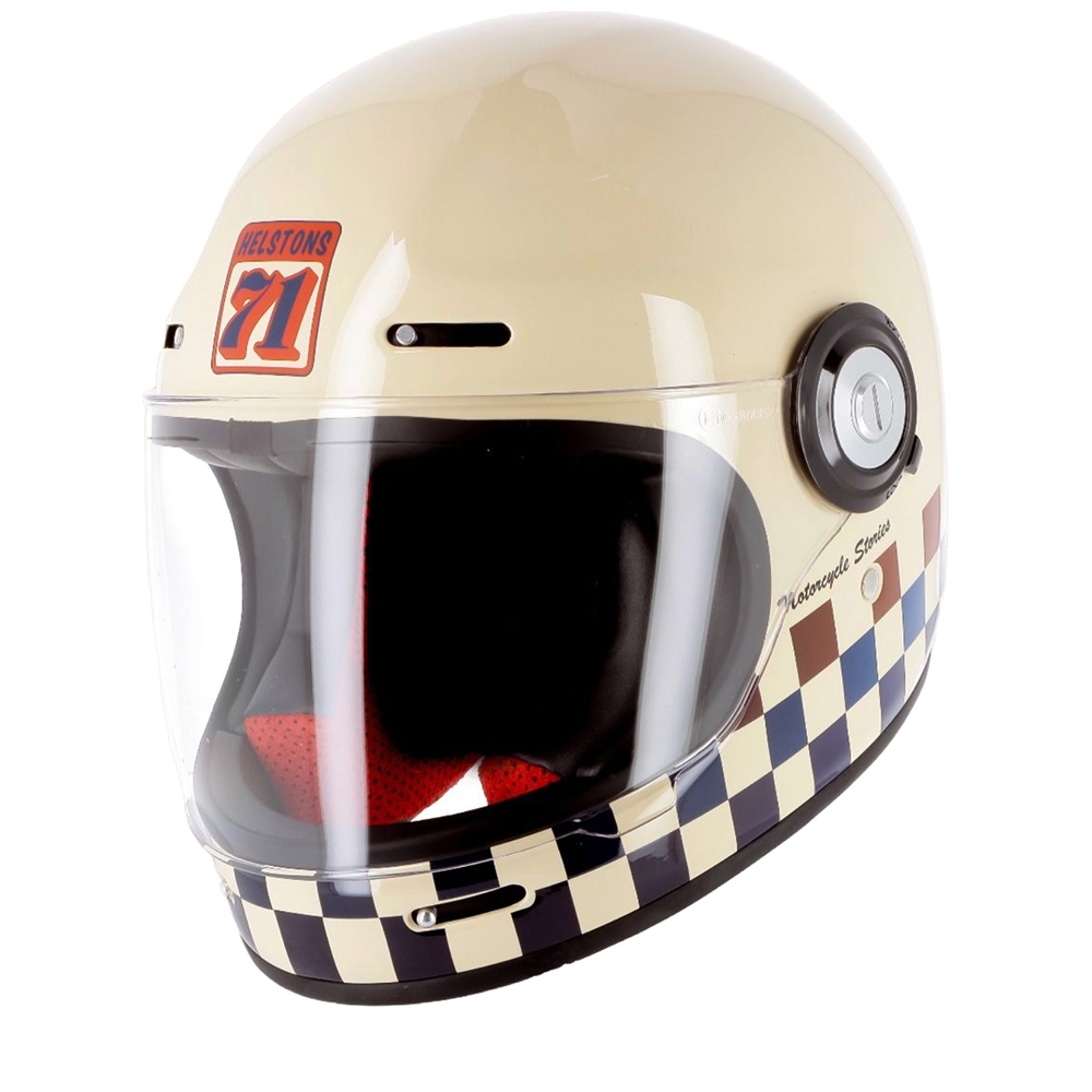 Image of Helstons Course Carbon Beige (Blue Red) Full Face Helmet Size XL ID 3662136107847