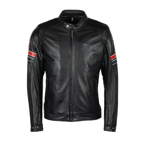 Image of Helstons Elron Leather Rag Jacket Black Talla M