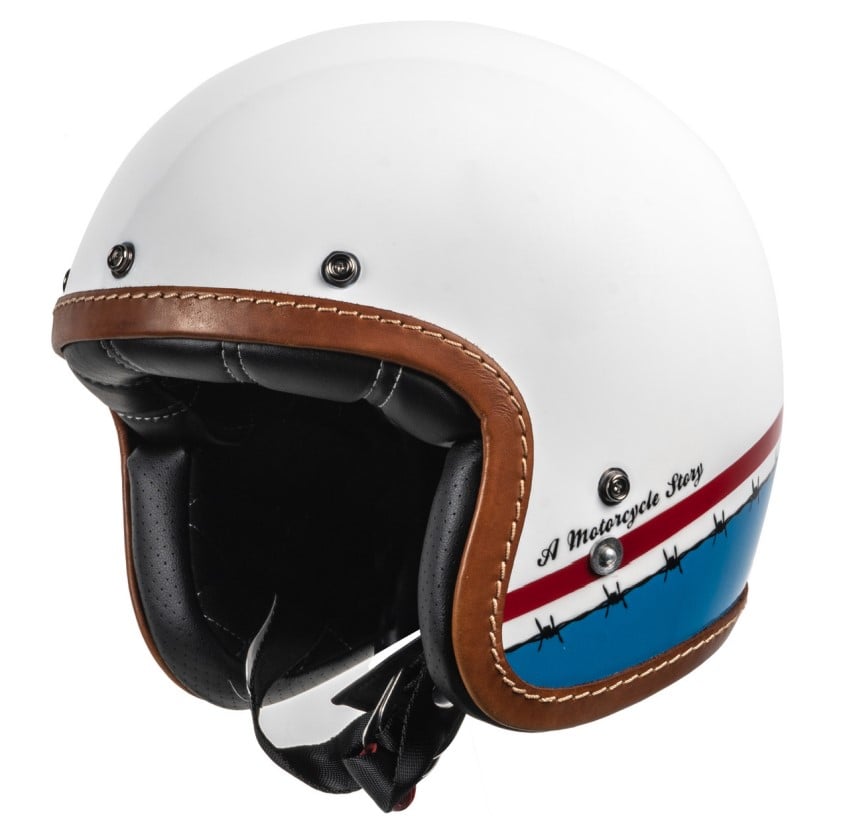 Image of Helstons Evasion Carbon Fiber White Blue Red Jet Helmet Size S ID 3662136098923