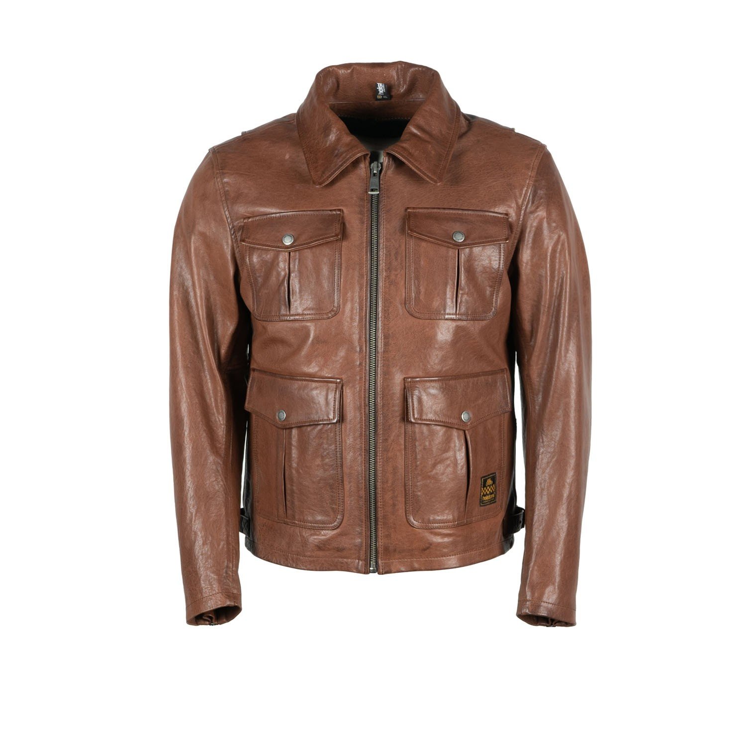 Image of Helstons Joey Leather Rag Jacket Brown Talla S
