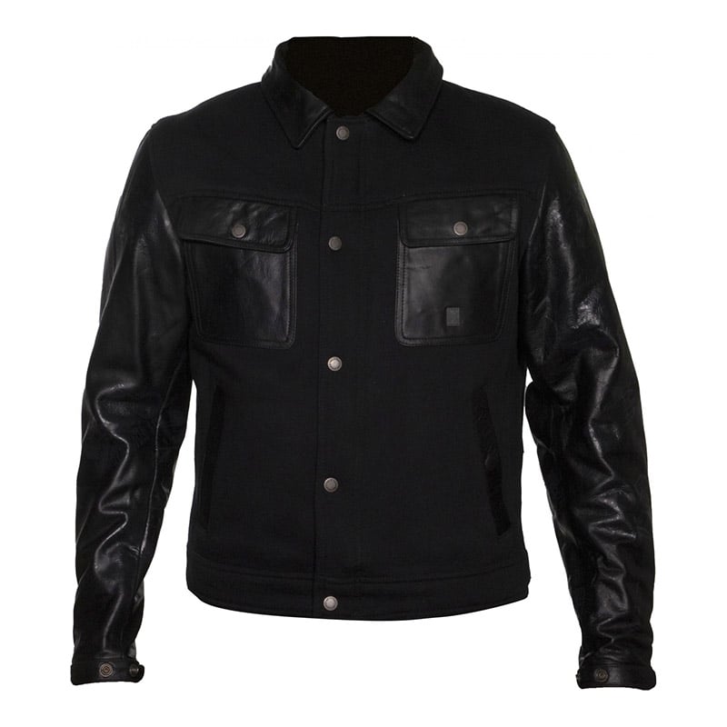 Image of Helstons Kansas Aramide Leather Jacket Black Black Talla S