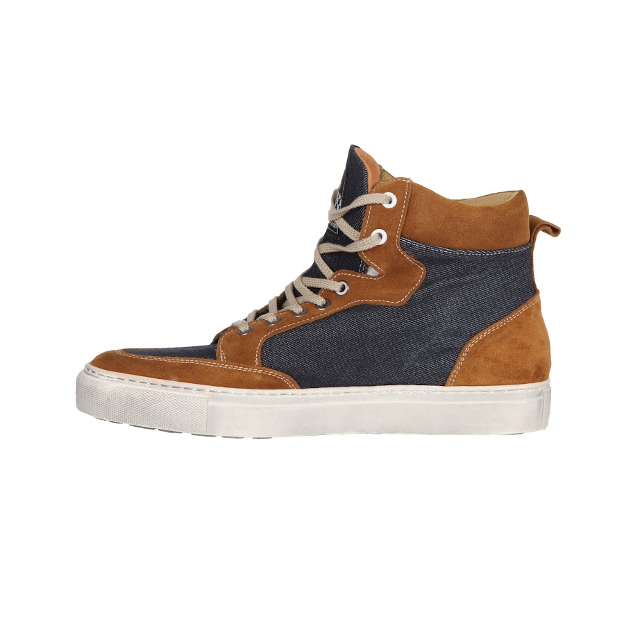 Image of Helstons Maya Canvas Armalith Leather Gold Blau Schuhe Größe 36