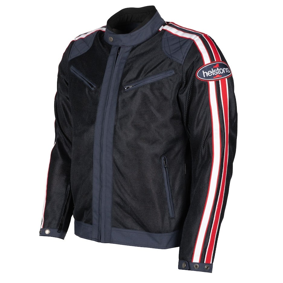 Image of Helstons Pace Air Mesh Fabric Bleu Rouge Blanc CE Blouson Taille S