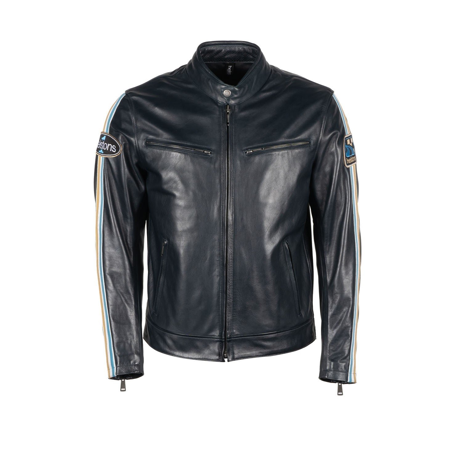 Image of Helstons Race Leather Aniline Jacket Blue Talla L
